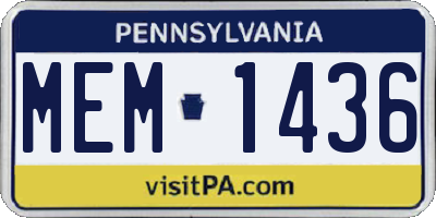 PA license plate MEM1436