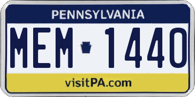 PA license plate MEM1440