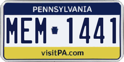 PA license plate MEM1441