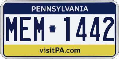 PA license plate MEM1442