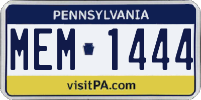PA license plate MEM1444