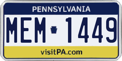 PA license plate MEM1449