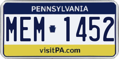 PA license plate MEM1452