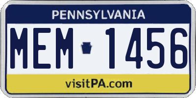 PA license plate MEM1456