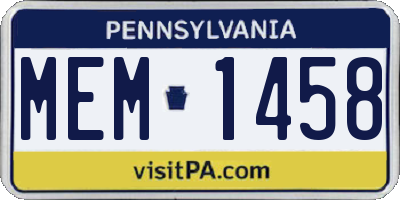 PA license plate MEM1458