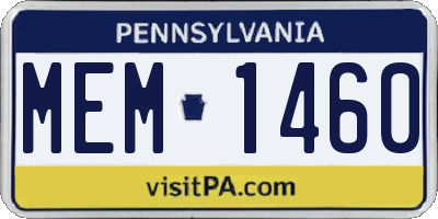 PA license plate MEM1460