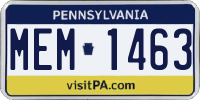 PA license plate MEM1463