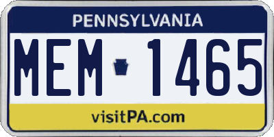 PA license plate MEM1465
