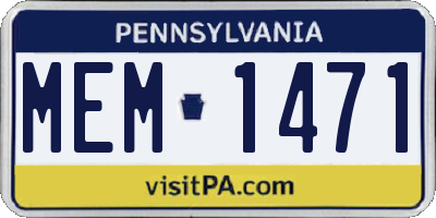 PA license plate MEM1471