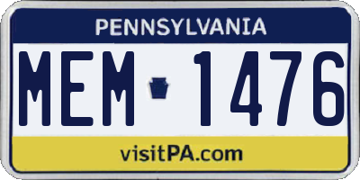PA license plate MEM1476
