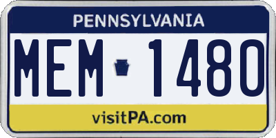 PA license plate MEM1480