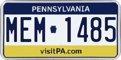 PA license plate MEM1485
