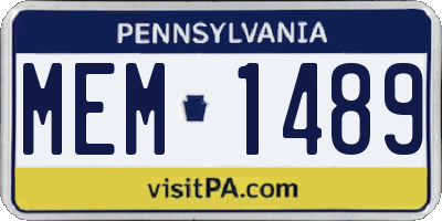 PA license plate MEM1489
