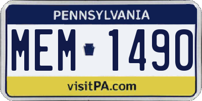 PA license plate MEM1490