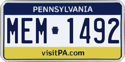 PA license plate MEM1492
