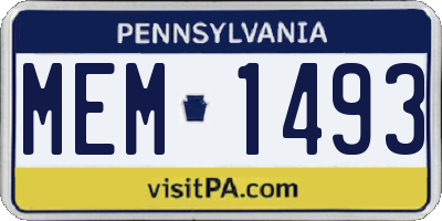 PA license plate MEM1493