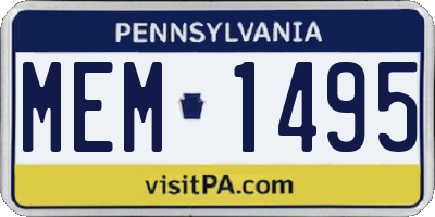 PA license plate MEM1495