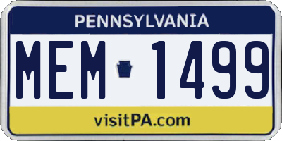 PA license plate MEM1499