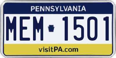 PA license plate MEM1501