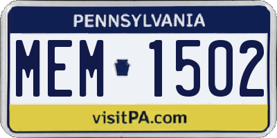 PA license plate MEM1502