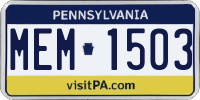 PA license plate MEM1503