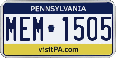 PA license plate MEM1505