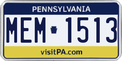 PA license plate MEM1513