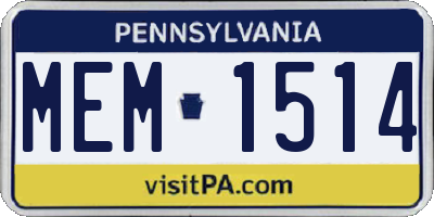 PA license plate MEM1514