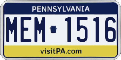PA license plate MEM1516