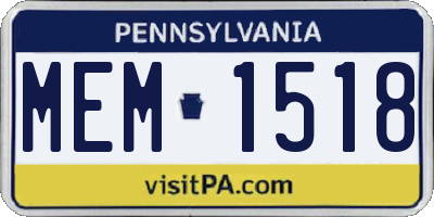 PA license plate MEM1518