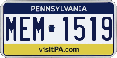 PA license plate MEM1519