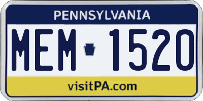 PA license plate MEM1520