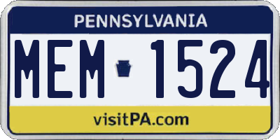 PA license plate MEM1524
