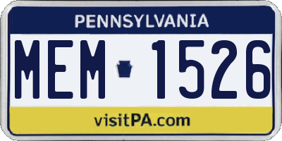 PA license plate MEM1526