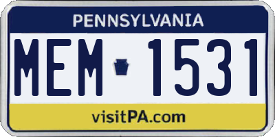 PA license plate MEM1531