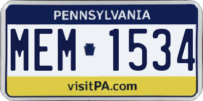PA license plate MEM1534