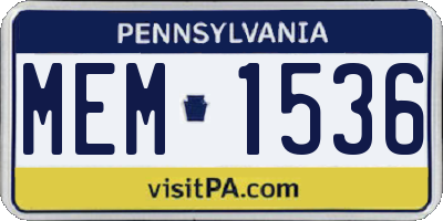 PA license plate MEM1536