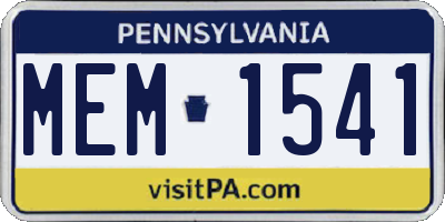 PA license plate MEM1541