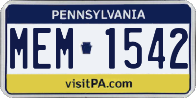 PA license plate MEM1542