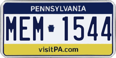 PA license plate MEM1544