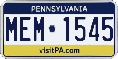PA license plate MEM1545