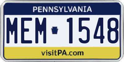 PA license plate MEM1548