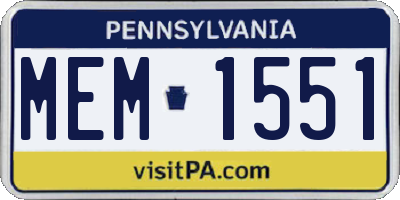 PA license plate MEM1551