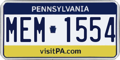 PA license plate MEM1554