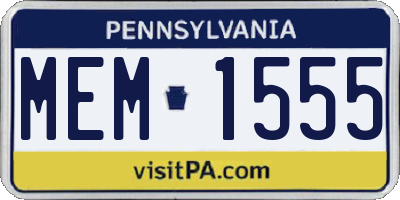 PA license plate MEM1555