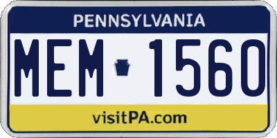 PA license plate MEM1560