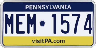 PA license plate MEM1574