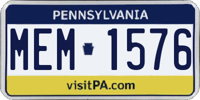 PA license plate MEM1576