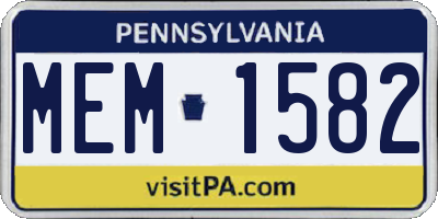 PA license plate MEM1582
