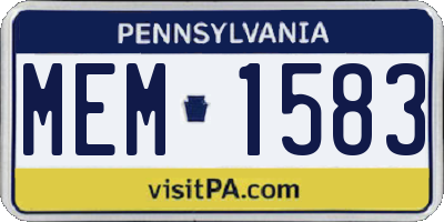 PA license plate MEM1583